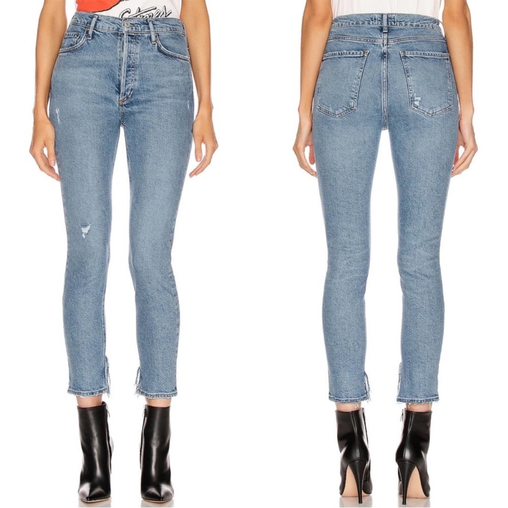 AGOLDE Nico Slim Distressed‎ Jeans Headlines Blue Women Sz 26